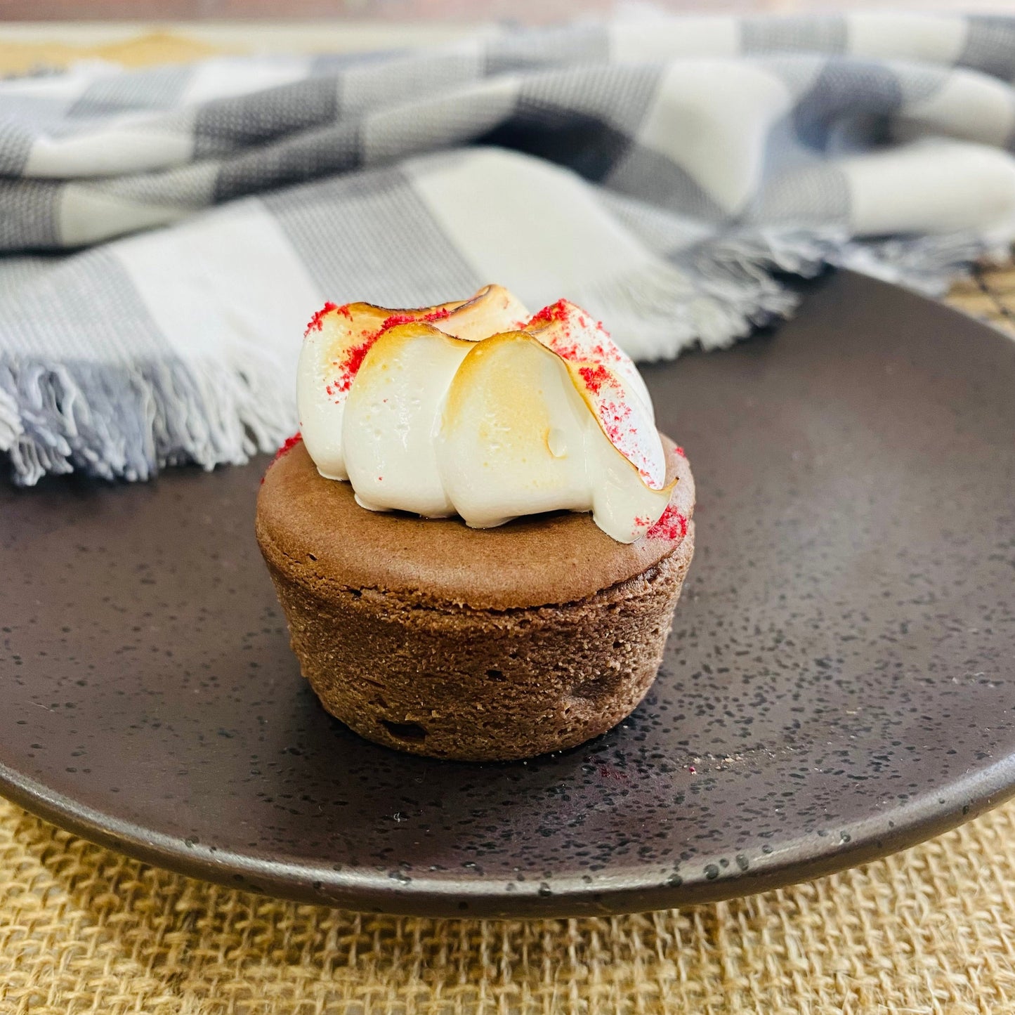 Mini Chocolate Cheesecake Raspberry Meringue